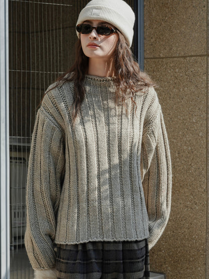 Thick striped wool sweater_BDHL5542