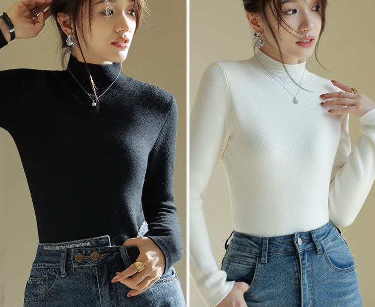 Half turtleneck long sleeve sweater_BDHL5551 