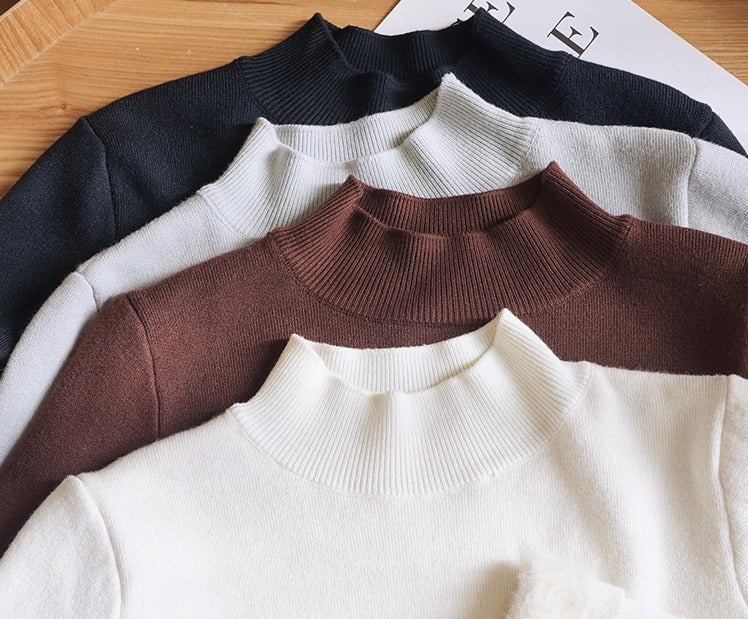 Half turtleneck long sleeve sweater_BDHL5551