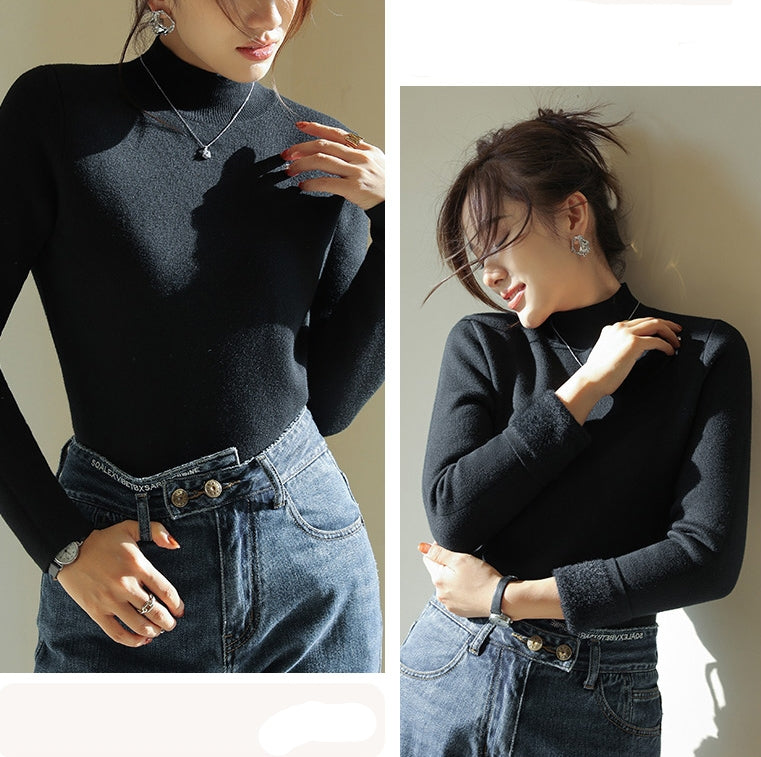 Half turtleneck long sleeve sweater_BDHL5551 