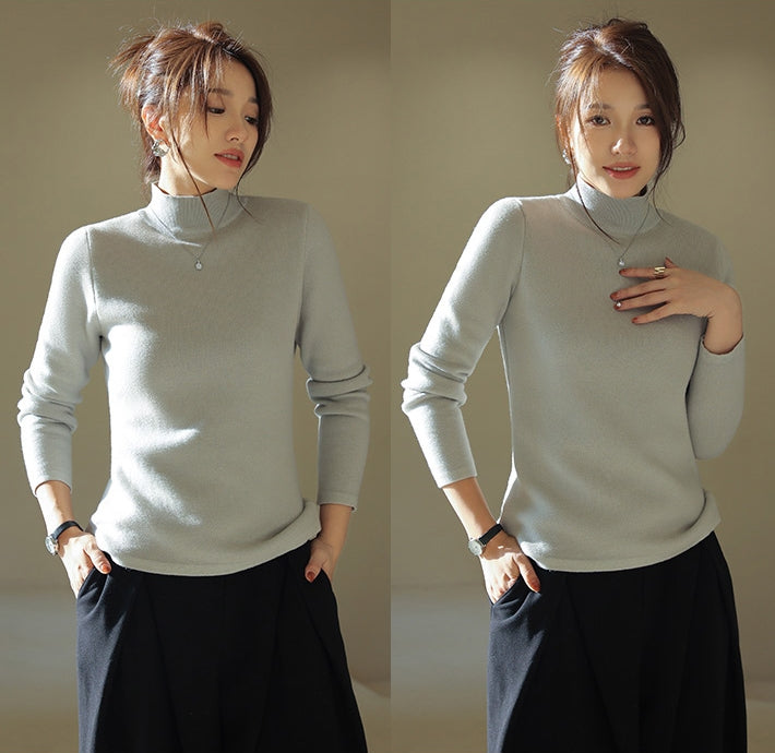 Half turtleneck long sleeve sweater_BDHL5551 