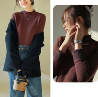 Half turtleneck long sleeve sweater_BDHL5551