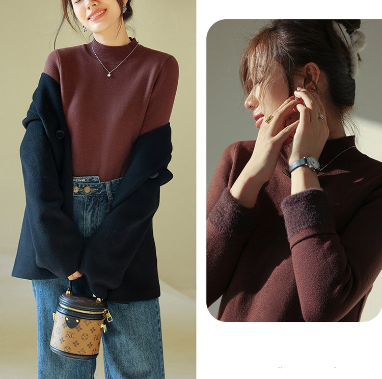 Half turtleneck long sleeve sweater_BDHL5551 