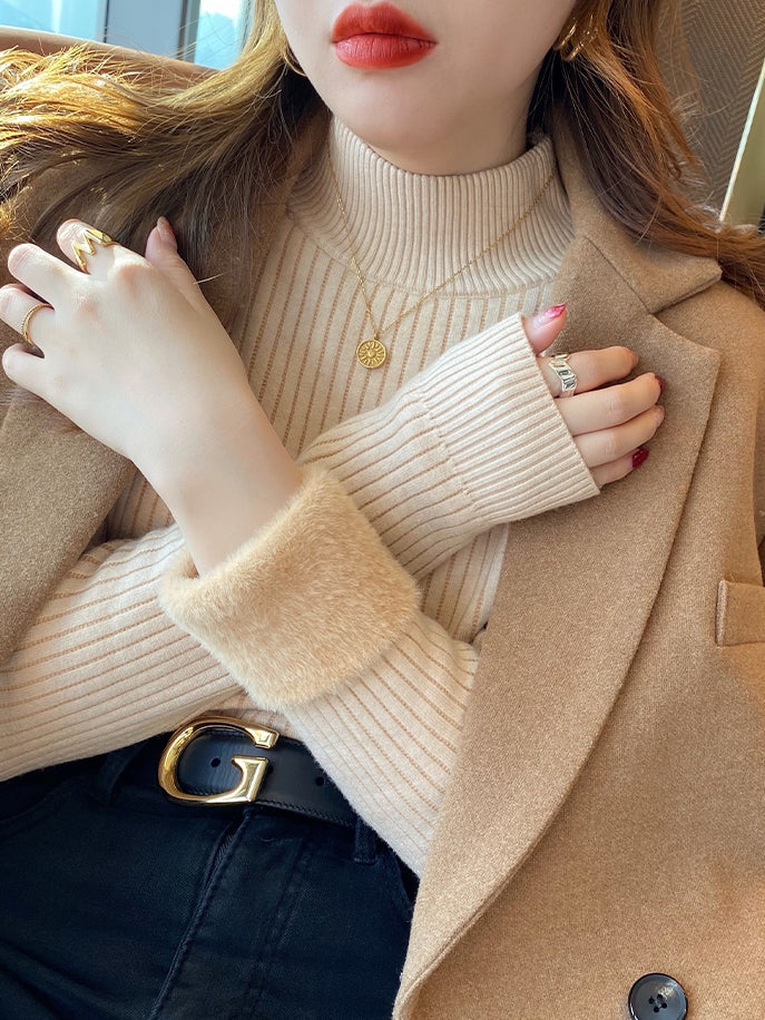 Brushed half turtleneck knit_BDHL5556 