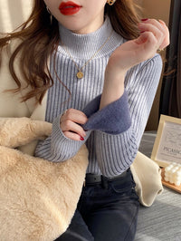 Brushed half turtleneck knit_BDHL5556