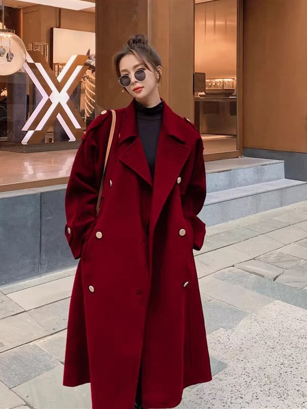 Thick double breasted long coat_BDHL5558