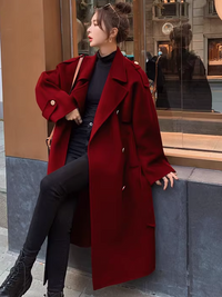 Thick double breasted long coat_BDHL5558