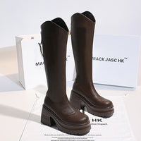 Thick sole back zipper long boots_BDHL5560 - HELROUS