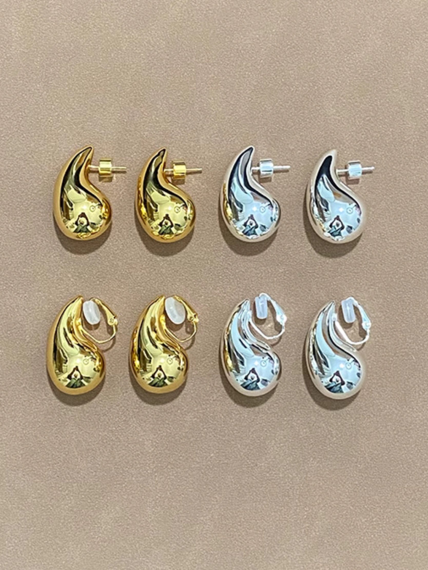 Water drop pierce or ear clips_BDHL5561