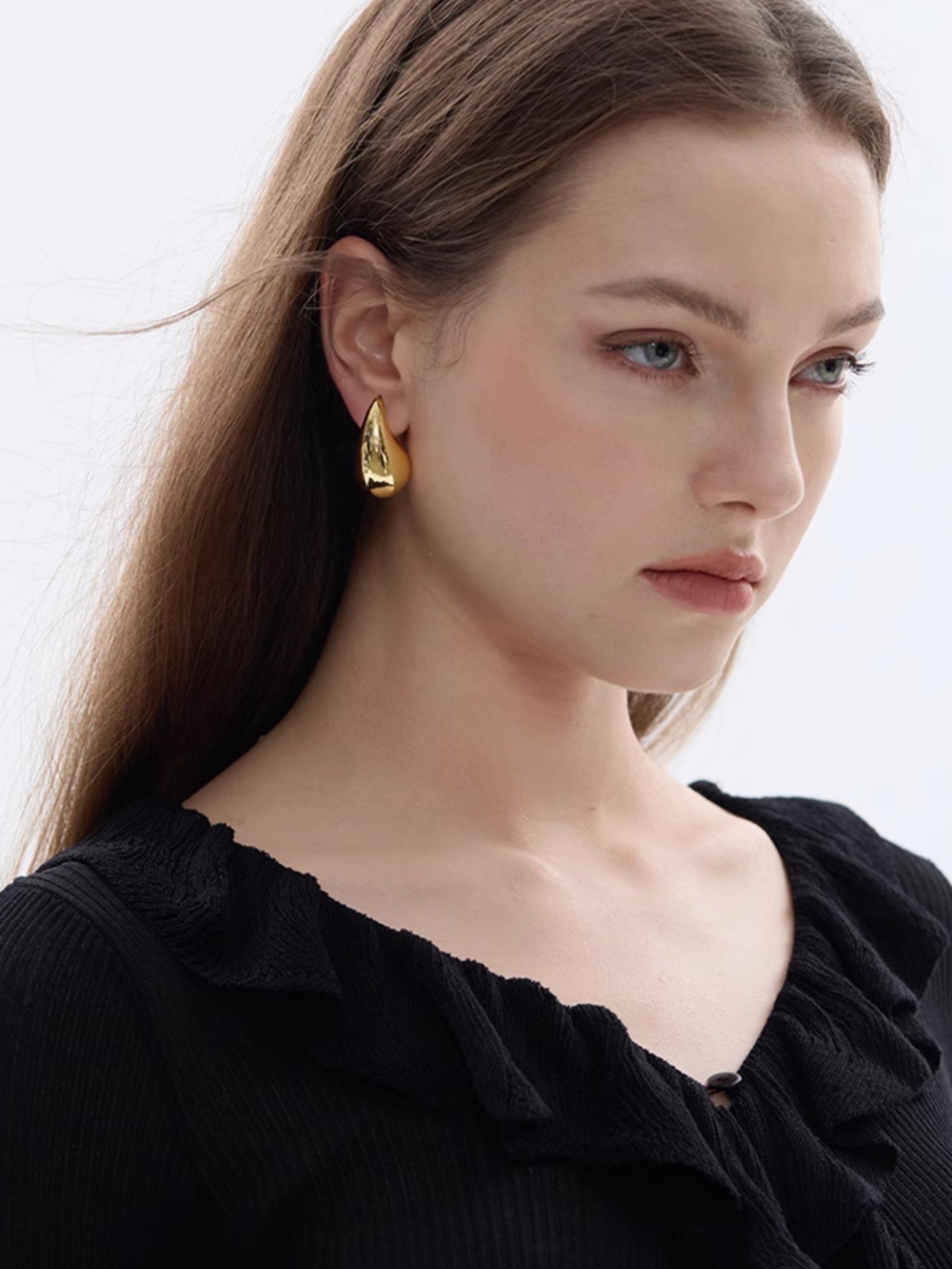 Water drop pierce or ear clips_BDHL5561