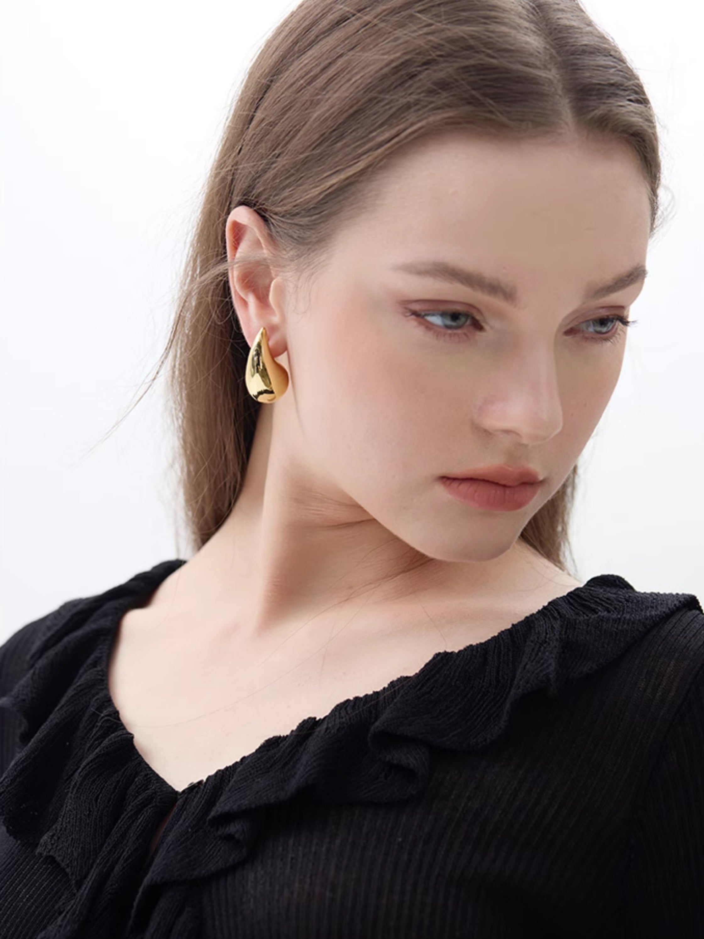 Water drop pierce or ear clips_BDHL5561
