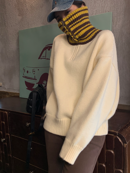 Striped high collar sweater_BDHL5584