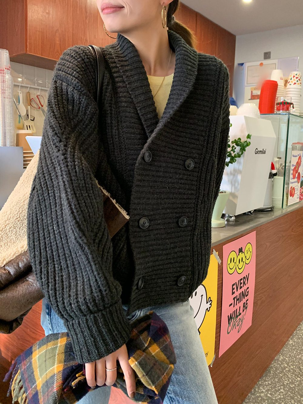 Double breasted knit jacket_BDHL5587