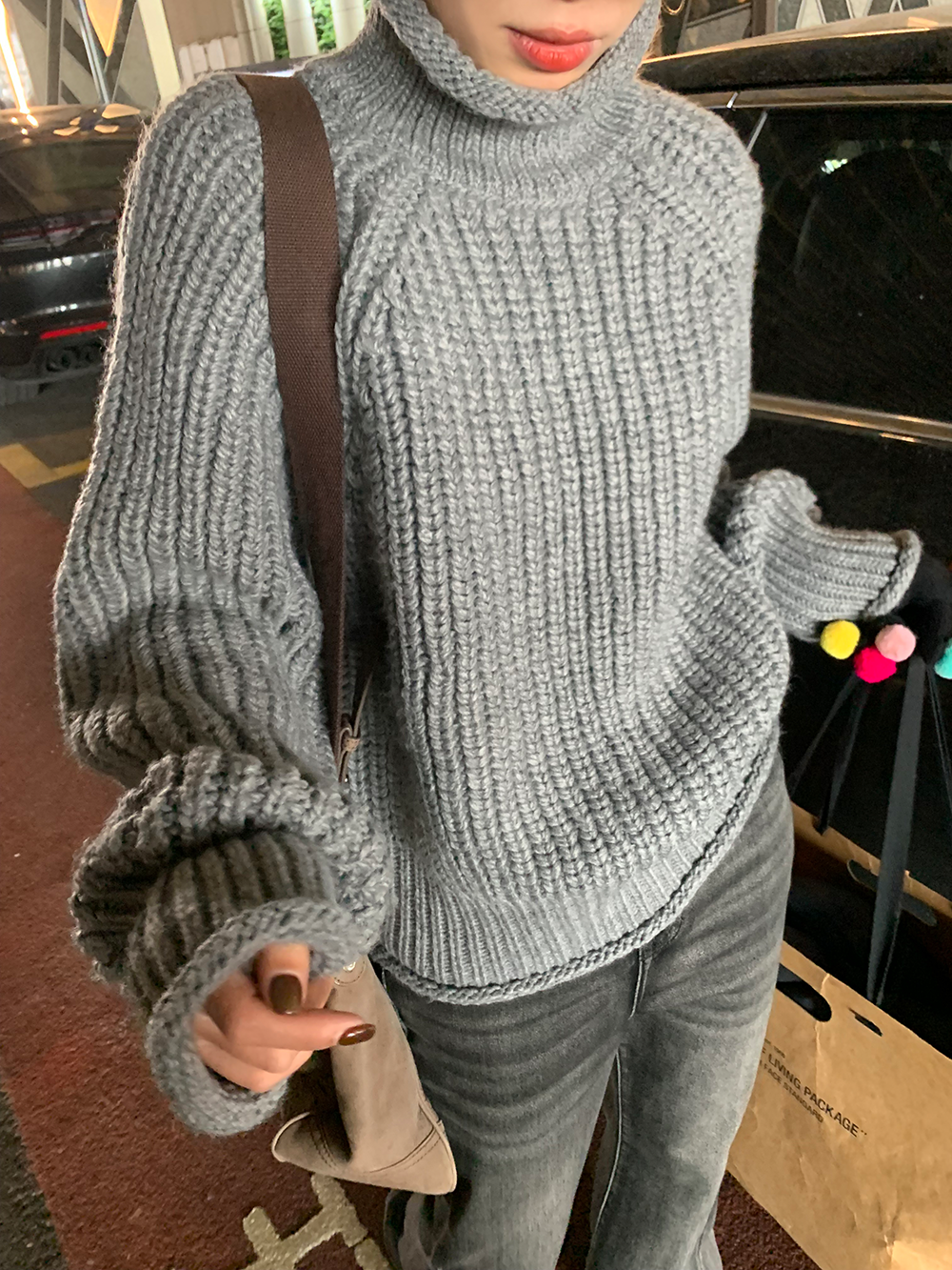 Curl turtleneck sweater_BDHL5590