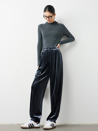 Velvet wide leg pants_BDHL5603