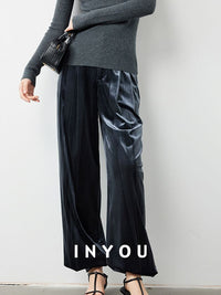 Velvet wide leg pants_BDHL5603