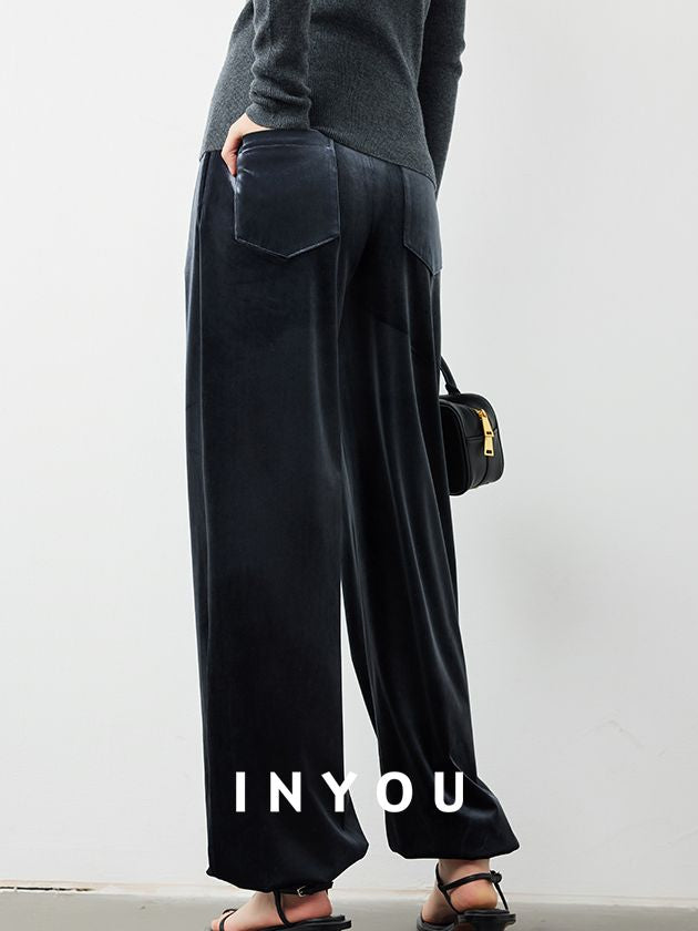 Velvet wide leg pants_BDHL5603