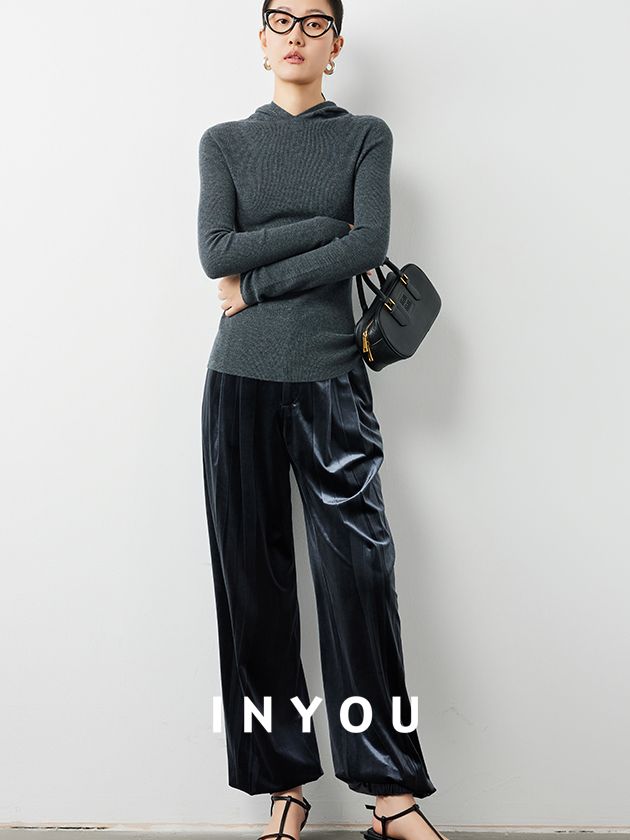 Velvet wide leg pants_BDHL5603