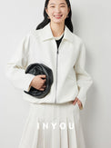 White zipper short jacket_BDHL5605 - HELROUS