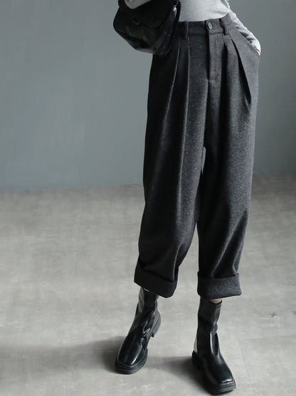 Wool harem suit pants_BDHL5612