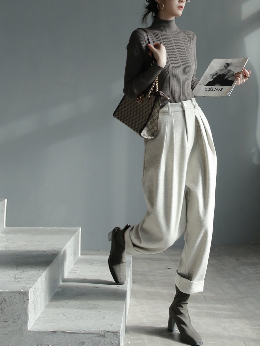 Wool harem suit pants_BDHL5612