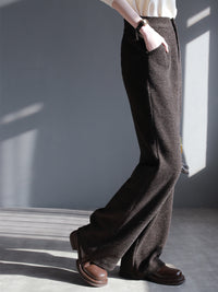 Brown draped straight pants_BDHL5622