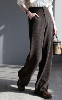 Brown draped straight pants_BDHL5622