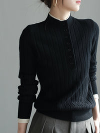 Half turtleneck splice base wool sweater_BDHL5623