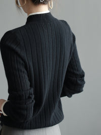 Half turtleneck splice base wool sweater_BDHL5623