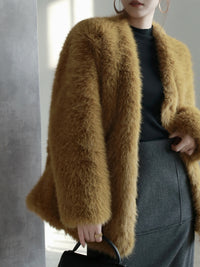 V-neck eco fur down jacket_BDHL5627