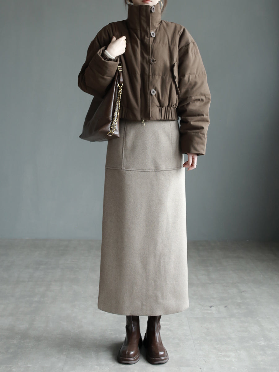 Back slit wool A-line long skirt_BDHL5630