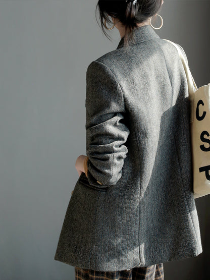 British gray wool suit jacket_BDHL5633