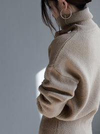 High waist turtleneck slim sweater_BDHL5637