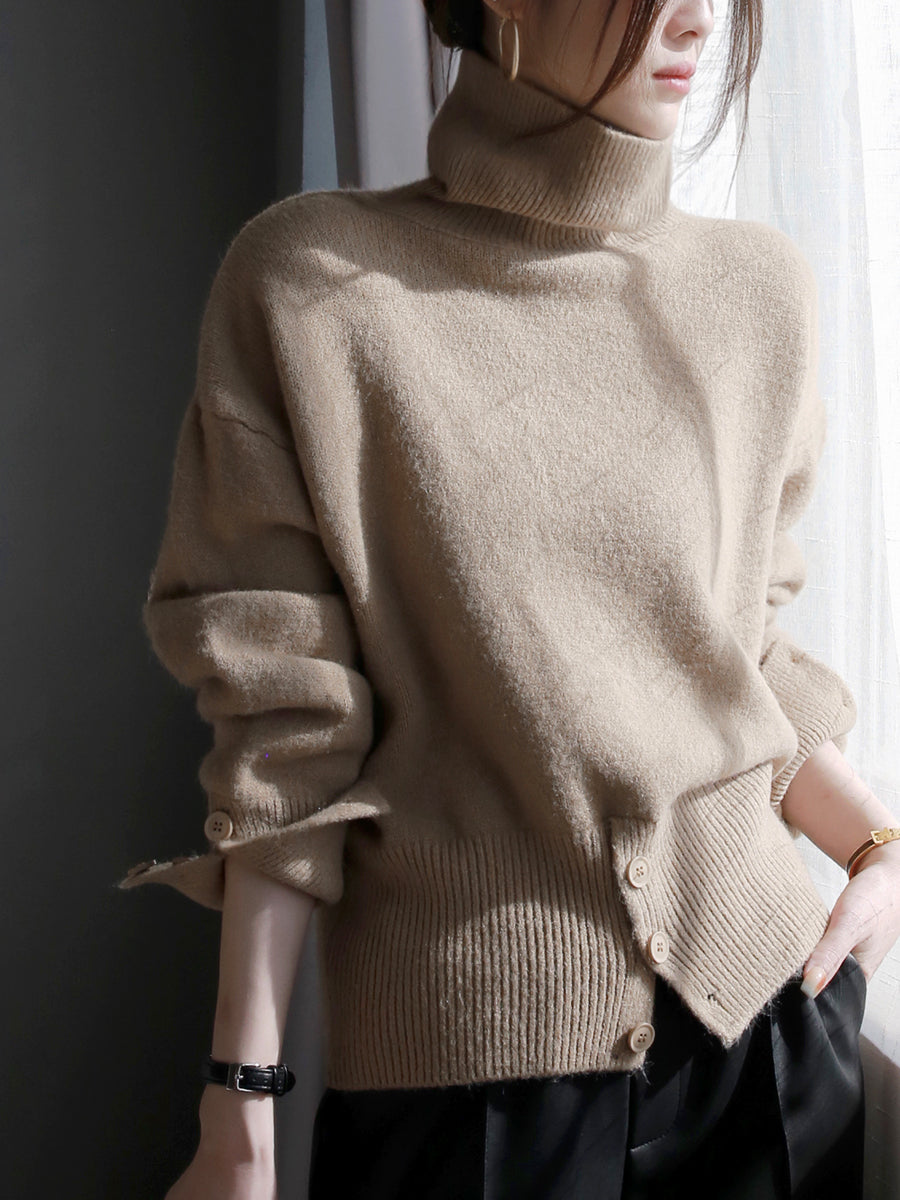 High waist turtleneck slim sweater_BDHL5637