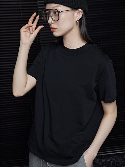 Cotton short sleeve black T-shirt_BDHL5638