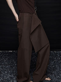 Detachable coffee colored loose pants_BDHL5644