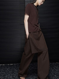 Detachable coffee colored loose pants_BDHL5644