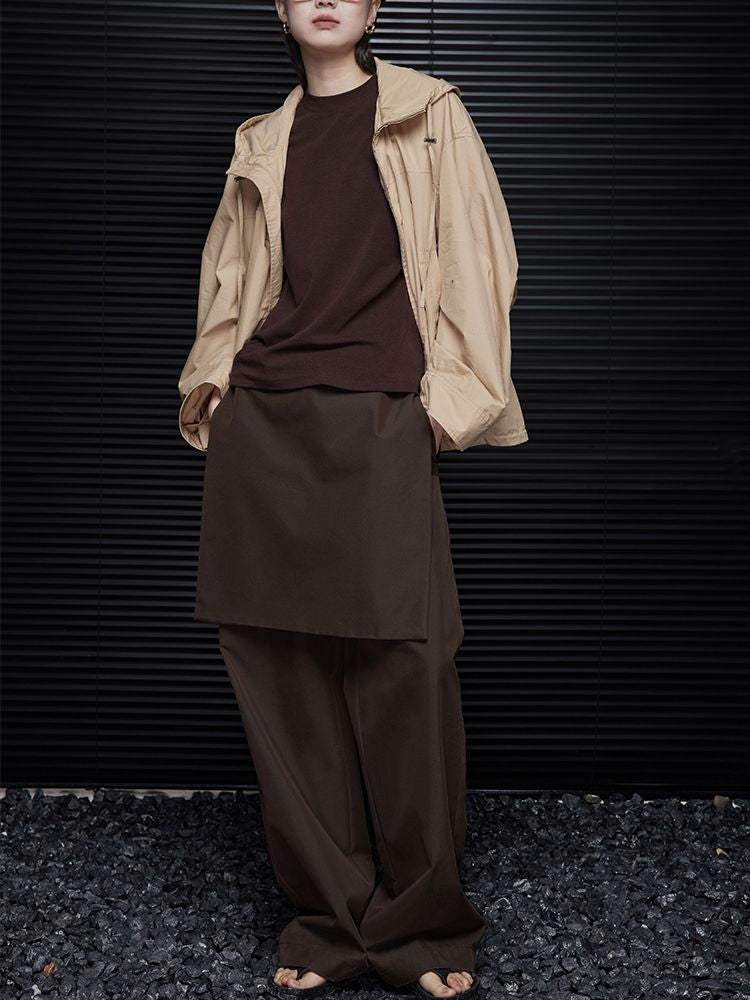 Detachable coffee colored loose pants_BDHL5644