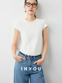 Plain slim short sleeve T-shirt_BDHL5654 - HELROUS