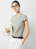 Plain slim short sleeve T-shirt_BDHL5654 - HELROUS