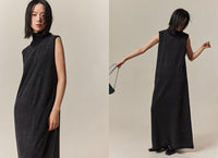 U-neck sleeveless wool dress_BDHL5673