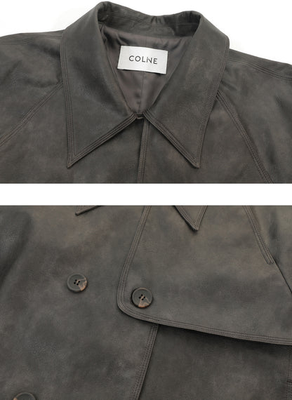Distressed leather short jacket_BDHL5674
