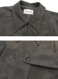 Distressed leather short jacket_BDHL5674