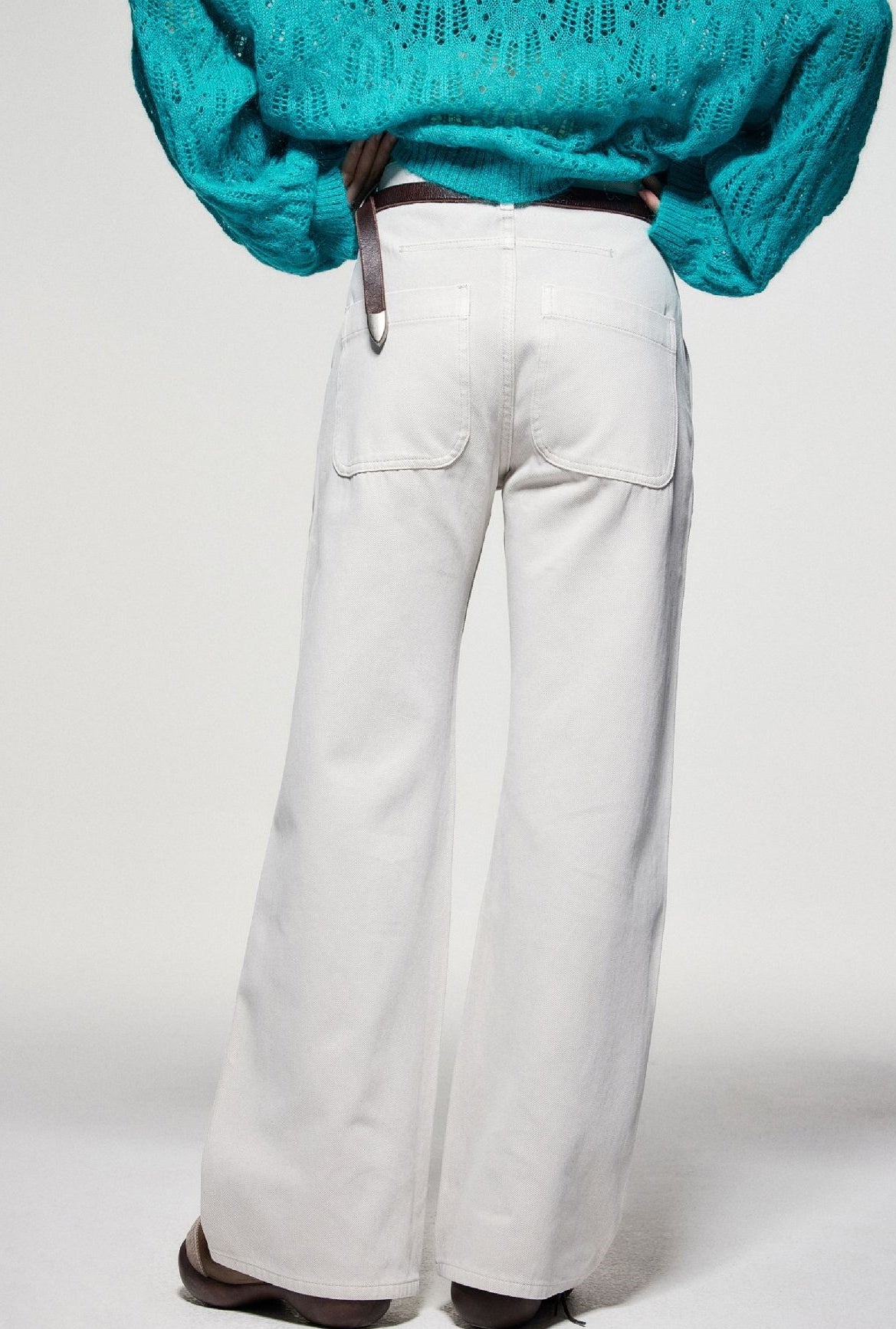 Cotton blend washed wide jeans_BDHL5685