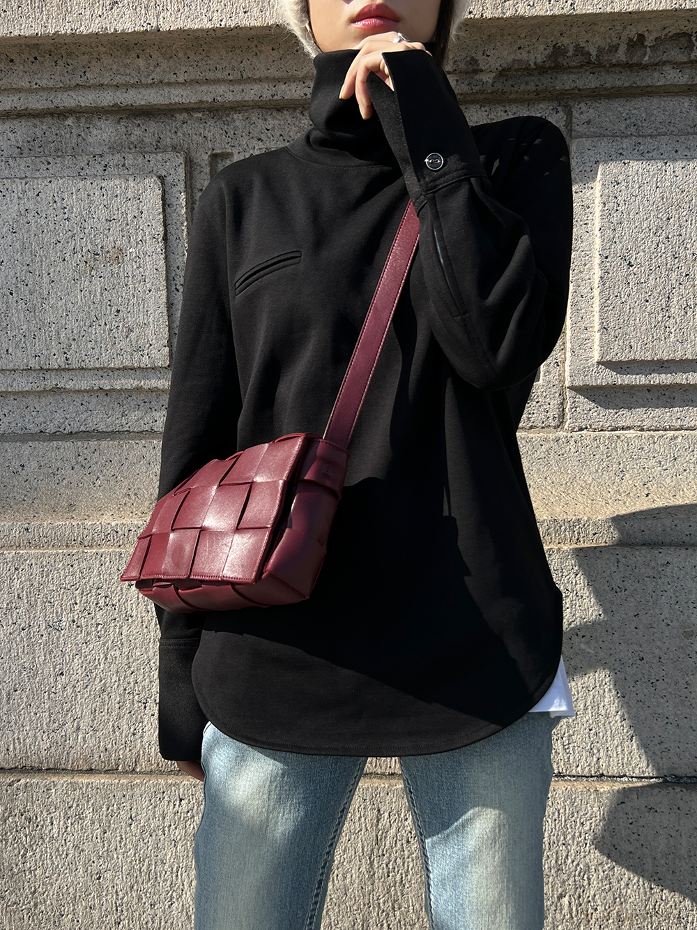 Velvet turtleneck long sleeve tops_BDHL5702