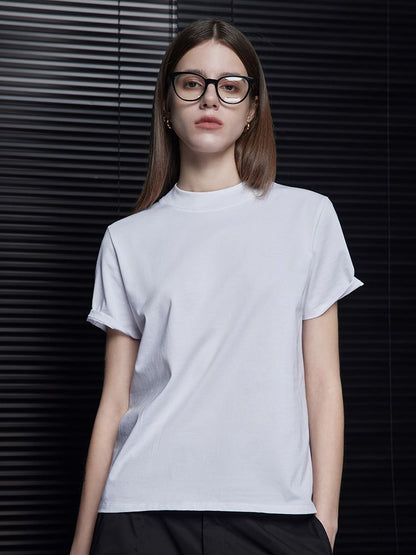 White cotton short sleeve T-shirt_BDHL5715