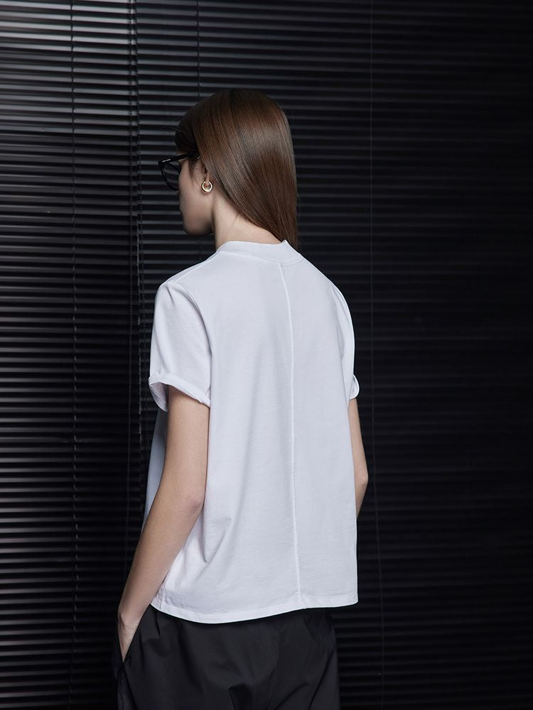 White cotton short sleeve T-shirt_BDHL5715
