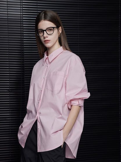 Cotton pink lapel shirts_BDHL5718