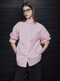 Cotton pink lapel shirts_BDHL5718