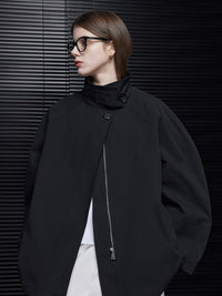 Black spring zipper coat_BDHL5736